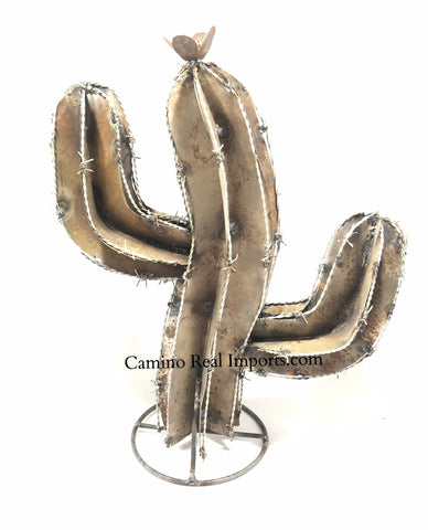 Metal Sahuaro Curved Cactus With Barb Wire Caminorealimports.com