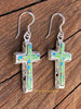 Sterling Silver Gaspeite and Opal Inlay Cross Earrings STER017