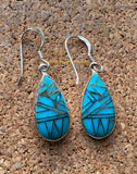 Sterling Silver Turquoise and Opal Inlay Earrings STER009