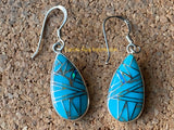 Sterling Silver Turquoise and Opal Inlay Earrings STER009