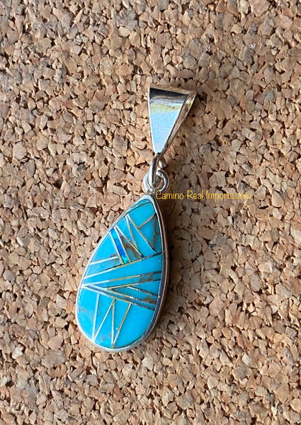 Sterling Silver Turquoise and Opal Pendant STSP009