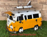 Metal VW Bus Surfer Sculpture 18"