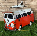 Metal VW Bus Surfer Sculpture 18"