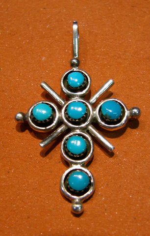 Turquoise Silver Cross Pendant TSC001