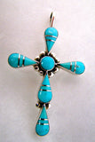 Turquoise Silver Cross Pendant TSC002