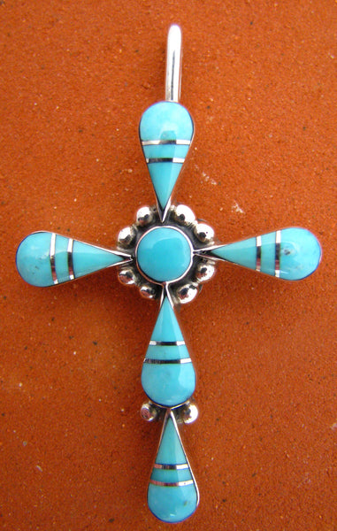 Turquoise Silver Cross Pendant TSC002